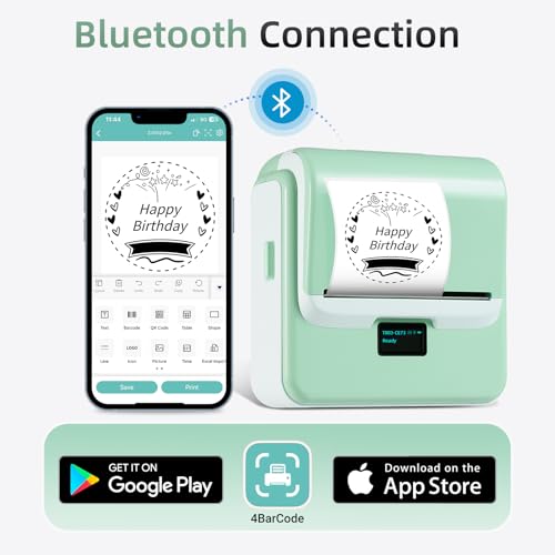 ORGSTA Label Maker Machine with Tape, Bluetooth Thermal Label Printer | Compatible with Phone & PC, Sticker Printer for Small Business, Home, School, Office, Thermal Barcode Printer - color: Green