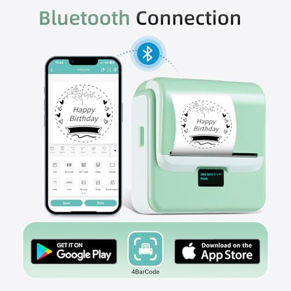 ORGSTA Label Maker Machine with Tape, Bluetooth Thermal Label Printer | Compatible with Phone & PC, Sticker Printer for Small Business, Home, School, Office, Thermal Barcode Printer - color: Green
