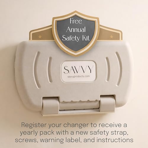 SlimFold Commercial Baby Changing Station, Wall-Mounted, White Granite | High-density plastic, pneumatic mechanism, 50 lb capacity, ASTM, ADA compliant, diaper bag hooks, for commercial restroom use