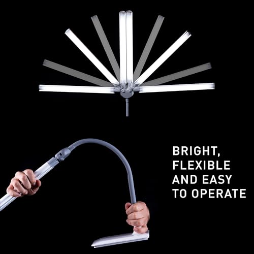 DuoPro Table Lamp - Double Shade LED Task Lamp, 4 Brightness Levels, 6,000K Daylight, 2,100 Lux, Anti-Glare, Flexible Arm, Touch Dimmer - Ideal for Sewing, Crafting, Reading - size: Duo Pro - Table