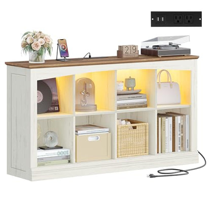 Hzuaneri 2 Tier Wood Cube Bookshelf, 8 Cube Storage Organizer - size: 11.9"D x 55.1"W x 29.9"H