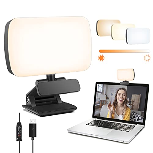 Video Conference Lighting, Webcam Lighting for Remote Working, Zoom Lighting for Laptop/Computer, Zoom Calls, Live Streaming, Self Broadcasting, Video Light for Zoom Meeting with Sturdy Clip