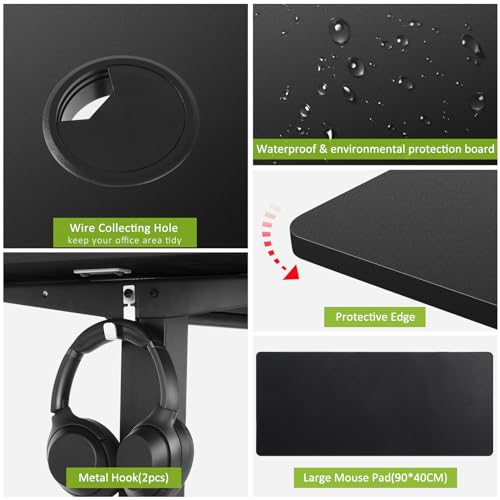 farexon 63x24 Inch Electric Standing Desk with Mouse Pad, Black - color: Black, size: 63 x 24''