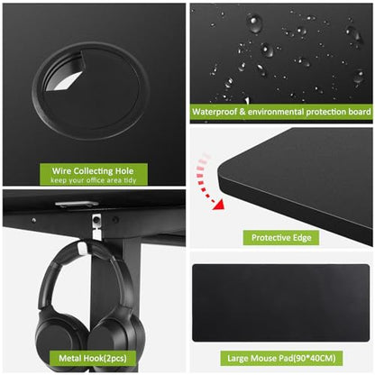 farexon 63x24 Inch Electric Standing Desk with Mouse Pad, Black - color: Black, size: 63 x 24''