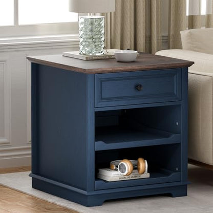 REDAYFUR Lateral File Cabinet 3 Drawer File Cabinet with Charging Station, Printer Stand with Open Adjustable Storage Shelves, Lateral Filing Cabinet for Home Office, Blue - color: Blue