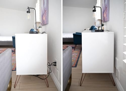 Sleek Socket Original and Patented Flat Ultra-Thin Outlet Concealer with EXTENSIO - size: 8 ft - Dual Cords, style: Inverted Outlet