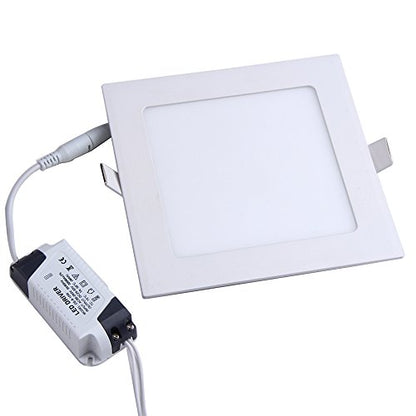 5 Pack 18W LED Panel Light Lamp, Square LED Recessed Downlight Panel Ceiling Lighting with LED Driver, AC85-265V, Hole Size 200MM (18W, Warm White) - color: Warm White, size: 18w
