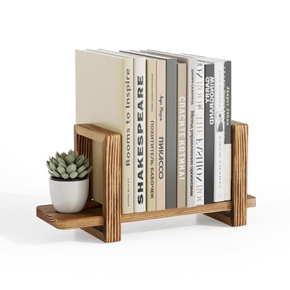 Adjustable Desktop Bookshelf, Wooden Tabletop Bookshelf, Small Desk Shelf for Home, Living Room, Class, Dorm - color: Carbonized
