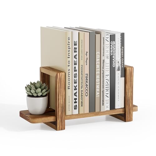 Adjustable Desktop Bookshelf, Wooden Tabletop Bookshelf, Small Desk Shelf for Home, Living Room, Class, Dorm - color: Carbonized
