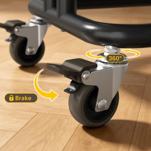 3 Tier Rolling Cart Metal Utility Cart with Lockable Wheels Home Office - color: Black, size: Small