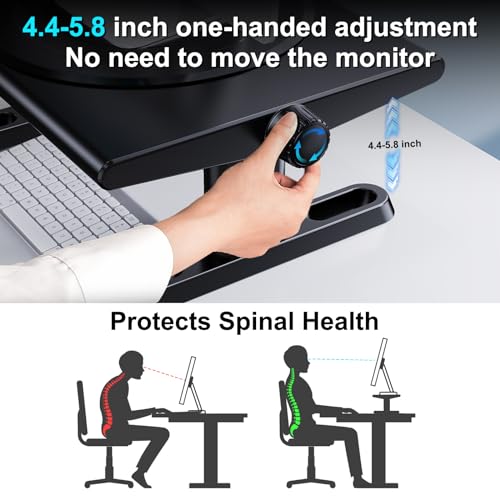 Monitor Stand Riser for Desk,360°Rotation Freely Height Adjustable by Knob,4.4-5.8 Inches,Ergonomic Monitor Stand Mount, Desktop Monitor Stand Riser for Computer,Laptop,Printer,Tv,Black