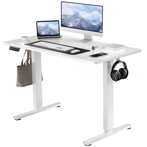 DUMOS 41.5 Inch Electric Standing Desk, Adjustable Height, Memory Desk - color: White, size: 41.5-Inch