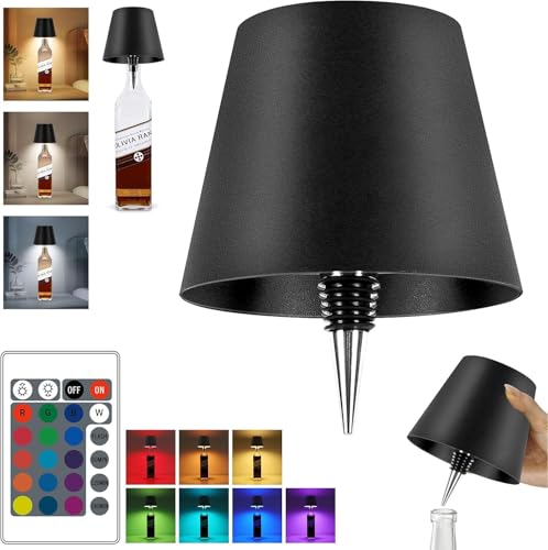 2026 New Wireless Bottle Lamp,RGB LED Bottle Lights for Liquor & Wine Bottles,Bottle Light with Remote Dimmable(RGB Black,1pc) - color: blackness