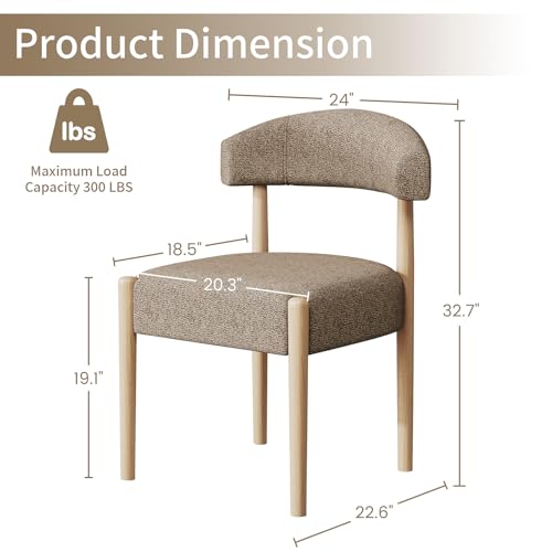 VKNOW Wooden Dining Chairs Set of 6 with Rubberwood Legs, Curved Backrest - color: Dark Brown, size: Set of 6