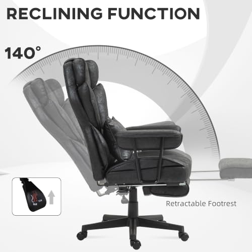 HOMCOM Massage Executive Office Chair 6 Vibration Points 400LBS Black - color: Black