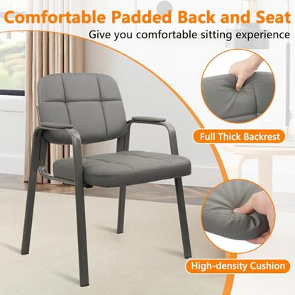 CLLATINA Waiting Room Chairs with Padded Arms Leather Guest Chair no Wheels for Office Reception and Conference Desk Gery, 6PK - color: Grey, size: 6 pack