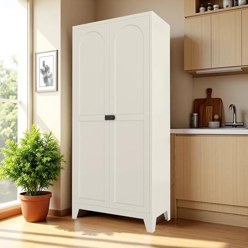 71'' Tall Metal Garage Storage Cabinet with Doors (Beige) | Cabinets Adjustable Shelves,Heavy Duty Steel Pantry File Cabinet for Home Office, Kitchen ,School, Utility - color: 71''beige