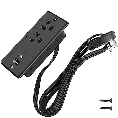 HHSOET Furniture Recessed Power Strip, 20W USB C Ports, Black, 6FT - size: 6ft-USB-C