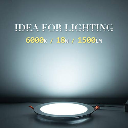 6‑Packs 8 Inch Recessed Light J‑Box, Ultra‑Thin Can‑Killer Canless - color: 6000K ( Clear White）- Non-Dimmable, size: Hole Size 8 inch 6 Pack
