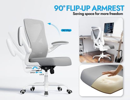 Office Chair: 330LBS Mesh Ergonomic Desk Chair Comfy with 3D Lumbar& Swivel - color: Grey, size: Pack of 1