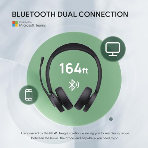 Yealink BH70 UC Wireless Bluetooth Headset with AI Microphone Flip-to-Mute - color: Black (UC), style: Dual (USB-C to A)