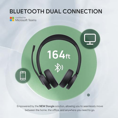 Yealink BH70 UC Wireless Bluetooth Headset with AI Microphone Flip-to-Mute - color: Black (UC), style: Dual (USB-C to A)