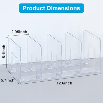 Marte Vanci Clear Acrylic File Sorter, Acrylic Purse Organizer, Sturdy Desk Magazine Holder Handbag Organizer Clutch Divider for Letter Office Supplies 4 Sections - size: 1 Pack