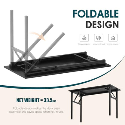 DlandHome 39" Computer Desk with Power Outlets & LED Lights, Black, Bedroom - color: Black + Black, size: 39 Inches + Outlets