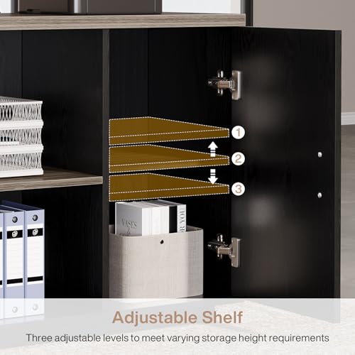 Tribesigns 85.8-Inch L-Shaped Executive Desk, Extra Large Home Office Desk - color: Grey & Black