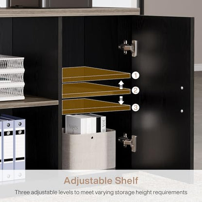 Tribesigns 85.8-Inch L-Shaped Executive Desk, Extra Large Home Office Desk - color: Grey & Black