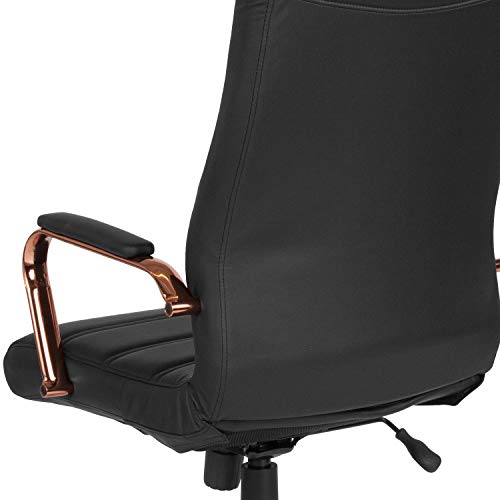 Flash Furniture High Back Black LeatherSoft Executive Swivel Office Chair with Rose Gold Frame and Arms | 360° Swivel, Height Adjustable, Commercial Grade - color: Black Leathersoft/Rose Gold Frame