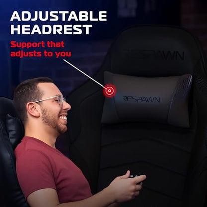 Respawn 900 Gaming Recliner Chair with Footrest, Cup Holder and Swivel | Ergonomic gaming recliner with footrest, cup holder, lumbar support, 135° recline & 360° swivel for console gaming - color: Black