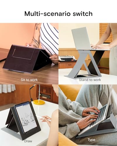 MOFT Folding Laptop Stand Lap Desk, Portable & Mini Computer Stand Laptop Desk for Travel and Home Office, Ergonomic Design with Adjustable Viewing Angles, Lightweight Computer Cooling Riser, Black - color: Black