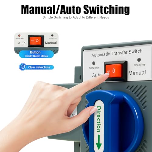 Dual Power Automatic Transfer Switch 63A 2P/4P 110V Generator Changeover Switch Tool Electronic Power Circuit Breaker Controller 50HZ/60HZ (2P/63A Blue)
