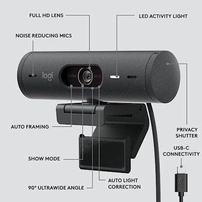 Logitech Brio 505 Full HD 1080p Business Webcam with Auto Light Correction