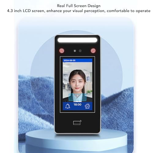 Face Attendance Machine, Biometric Facial Recognition Time Clock with Touch Screen Employee Access Control System for Office Factory