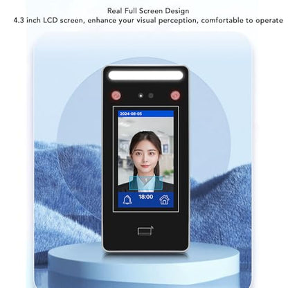 Face Attendance Machine, Biometric Facial Recognition Time Clock with Touch Screen Employee Access Control System for Office Factory