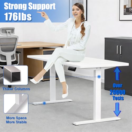 Standing Desk with Splice Board Adjustable Height- 63 inch Mobile Stand up Desk with Wheels, Portable Sit Stand Desks Electric with Lockable Casters - color: White, size: 63