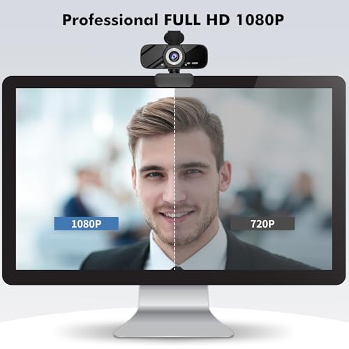 Gozvrpus USB HD Webcam with Built-in Microphone and Rotatable Tripod, 1080P Video, Wide Angle Camera, Privacy Cover, for Desktop PC or Laptop Computer （Grey）