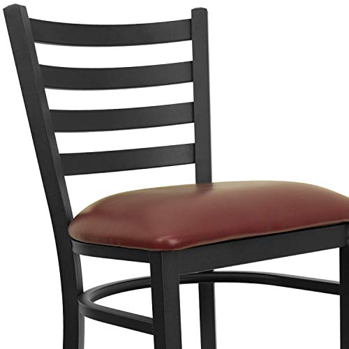 Flash Furniture Hercules Metal Ladder Back Restaurant Barstool, Burgundy - color: Burgundy Vinyl Seat/Black Metal Frame, size: Set of 1