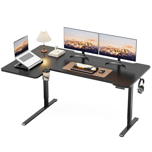 Acrolix L Shaped Electric Standing Desk, 71x43.5 Inch Reversible, Black - color: Black, size: 71