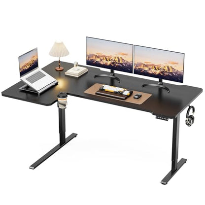 Acrolix L Shaped Electric Standing Desk, 71x43.5 Inch Reversible, Black - color: Black, size: 71