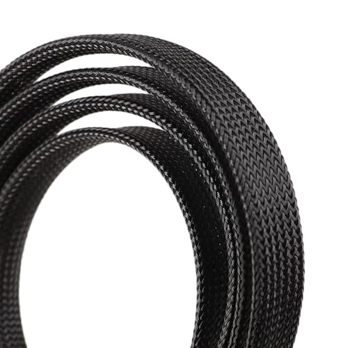 25ft PET Expandable Braided Cable Sleeve 1/4inch(6mm) Pet Braided Cable Sleeve for Audio Video Device Wire Automotive Wire (Black) - color: Black, size: 6mm"(1/4 inch)
