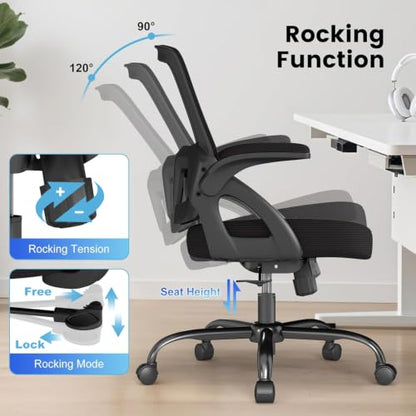 AnyGod Big and Tall Office Chair 400lbs Heavy Duty, Comfy Mesh Desk Chair | Wide Seat Computer Chair, Ideal for Heavy People, Ergonomic Design, Lumbar Support, Flip-up Armrests, Swivel Executive Chair