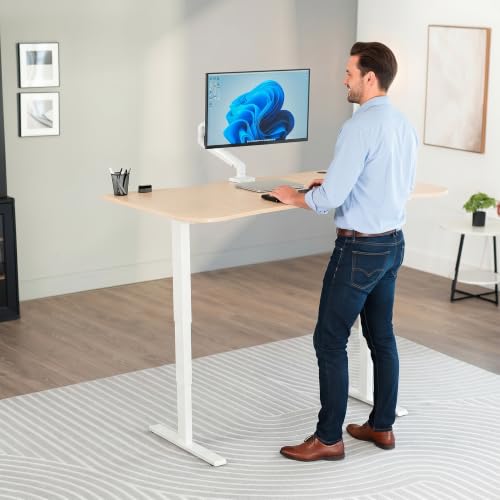 VIVO Light Wood 63 x 32 in Standing Desk, DESK-KIT-2EWC - color: Light Wood Top / White Frame, size: 63 x 32 inch