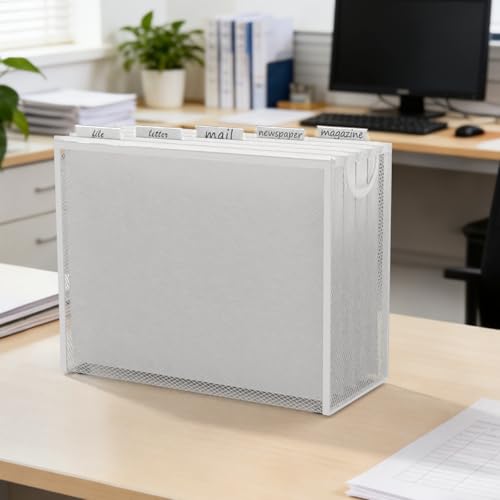 Sinboun Hanging File Organizer Includes 5 Hanging Folders for Office, White - color: White