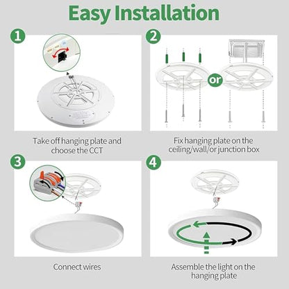 2PK 15.8Inch Dimmable White LED Flush Mount Ceiling Light,32W,3480LM,5CCT | 2700K/3000K/4000K/5000K/6000K CCT, White Close to Ceiling Round Flat Panel Light, Super Slim LED Ceiling Light for Bedroom - color: Dimmable - White, size: 2PK