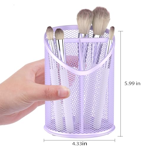 Delifox 2 Pack Pen Holder Mesh Round Pencil (Purple) - color: Purple