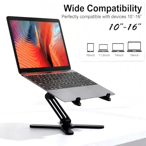 Atizzy 360 Rotating Laptop Stand Riser, Foldable for Desk, Black - color: Black