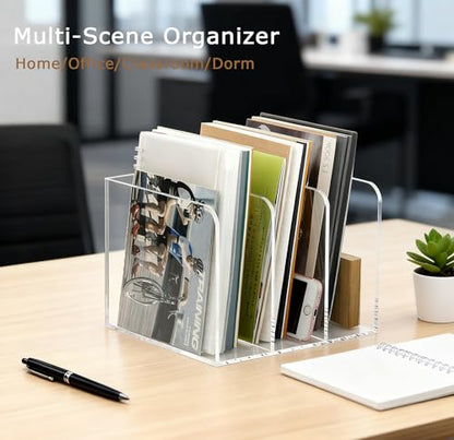 Acrylic Desk File Organizer, 3-Section Vertical File Folder Rack,Clear - size: Standard 3-Section